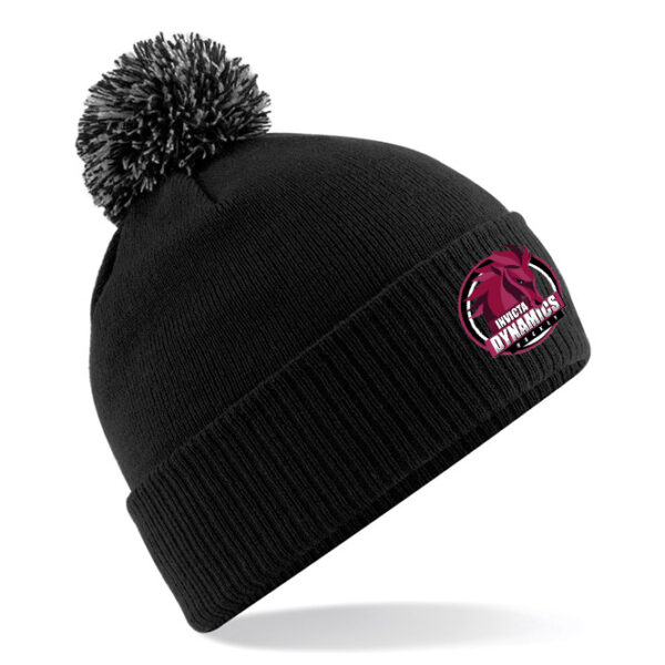 Embroidered  Bobble Beanie Black - Invicta Dynamics Ice Hockey Club