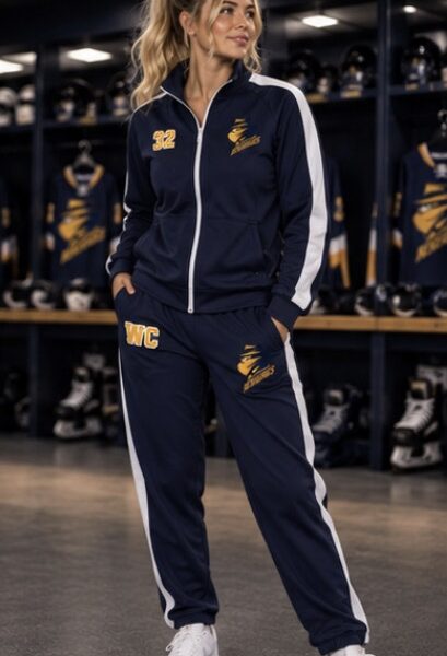 Custom Embroidered Navy/White Tracksuit Bottoms – Romford Renegades Ice Hockey Club