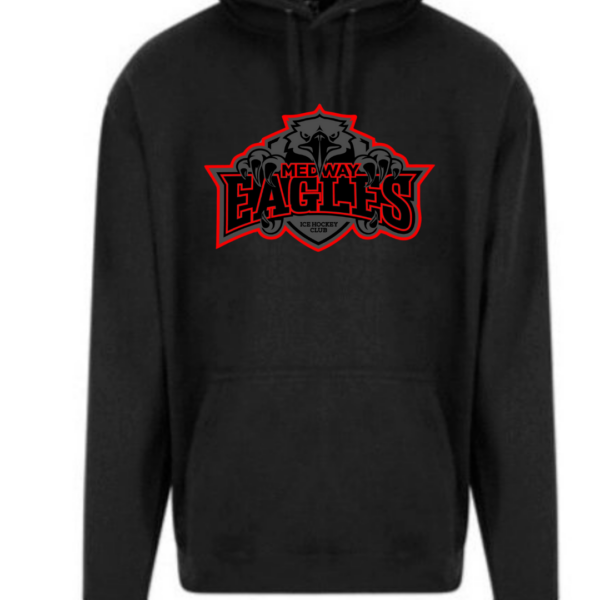 Custom Printed, Black and Red logo, Black Hoodie - Medway Eagles Ice Hockey Club