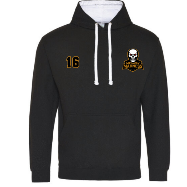 Custom Embroidered Black/white Hoodie - Medway Madness Ice Hockey Club