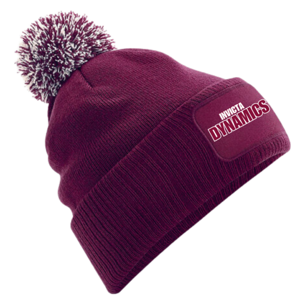 Embroidered  Bobble Beanie Burgundy- Invicta Dynamics Ice Hockey Club
