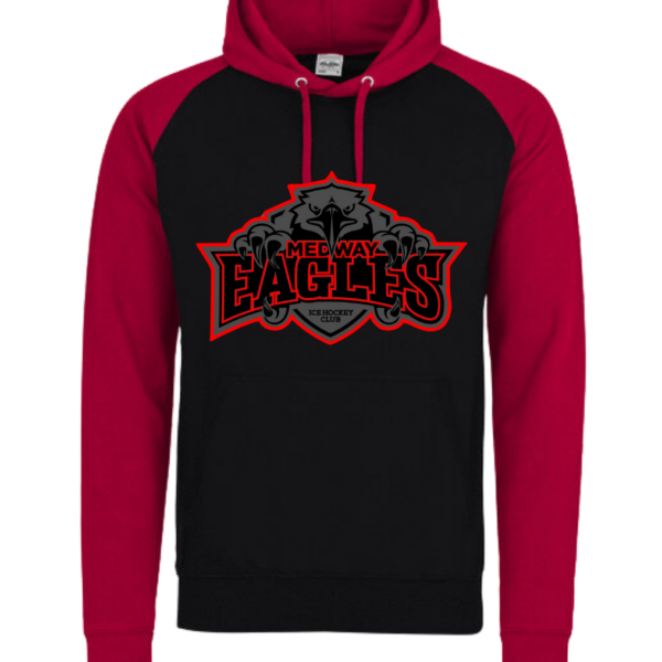 Custom Printed Red and Black Hoodie - Medway Eagles Ice Hockey Club