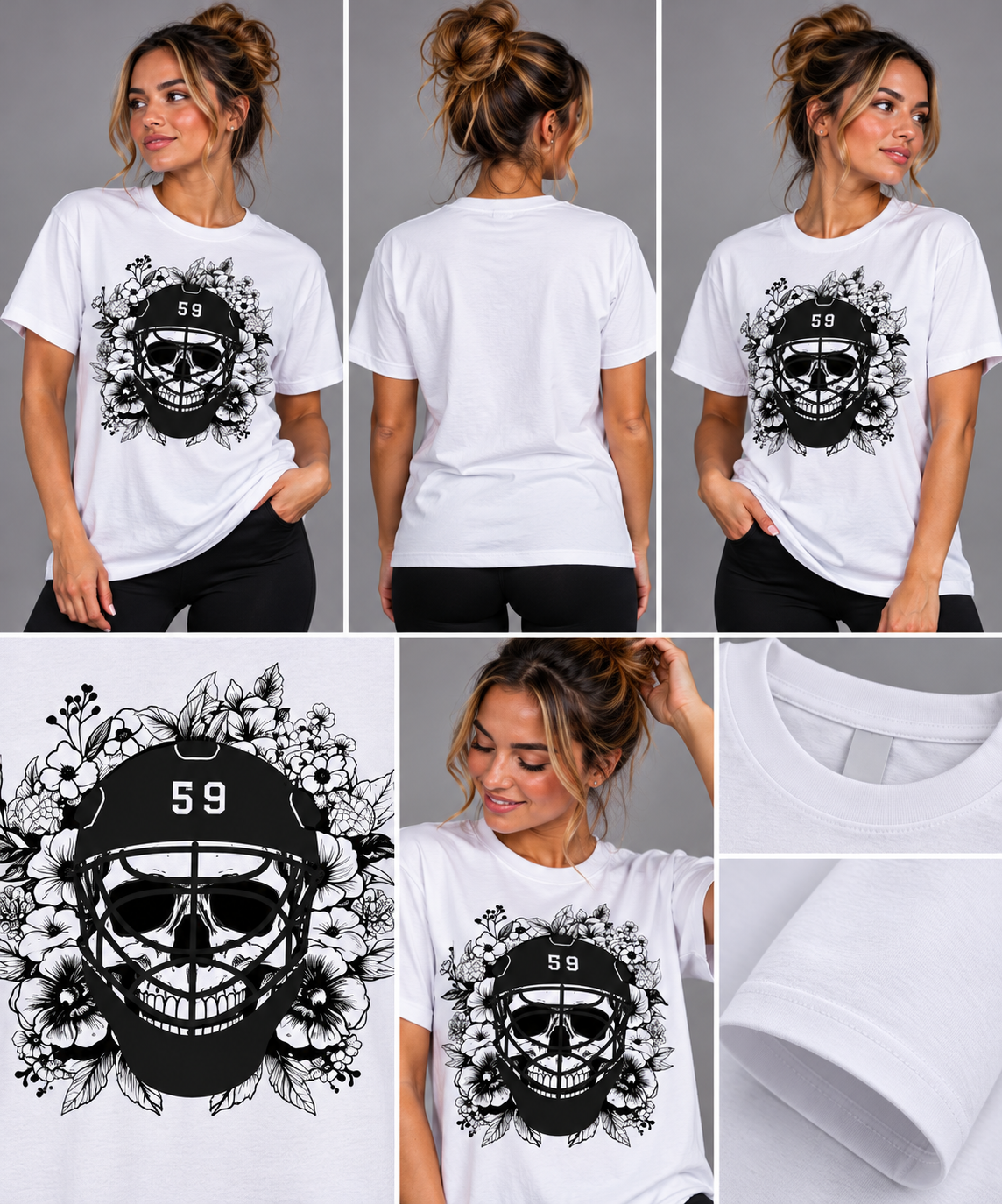 Printed Hockey Skull T Shirt 2 Printed Hockey Skull T Shirt - Image 2