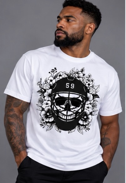 Printed Hockey Skull T Shirt