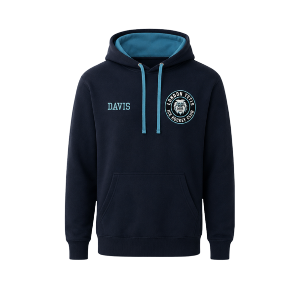 Custom Embroidered Navy/blue two toned Hoodie - London Yetis Ice Hockey Club