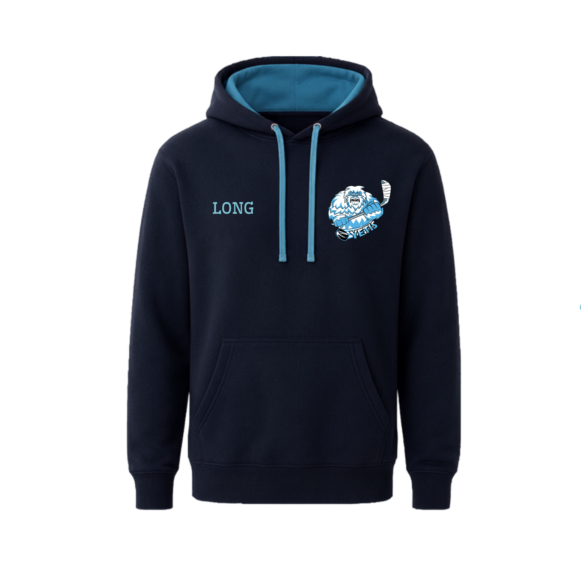 Custom Embroidered Navy/blue two toned Hoodie - London Yetis Ice Hockey Club 2 Custom Embroidered Navy/blue two toned Hoodie - London Yetis Ice Hockey Club - Image 2